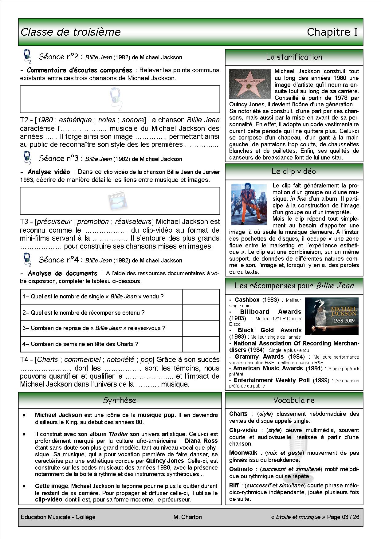 Fiche sequence education musicale college